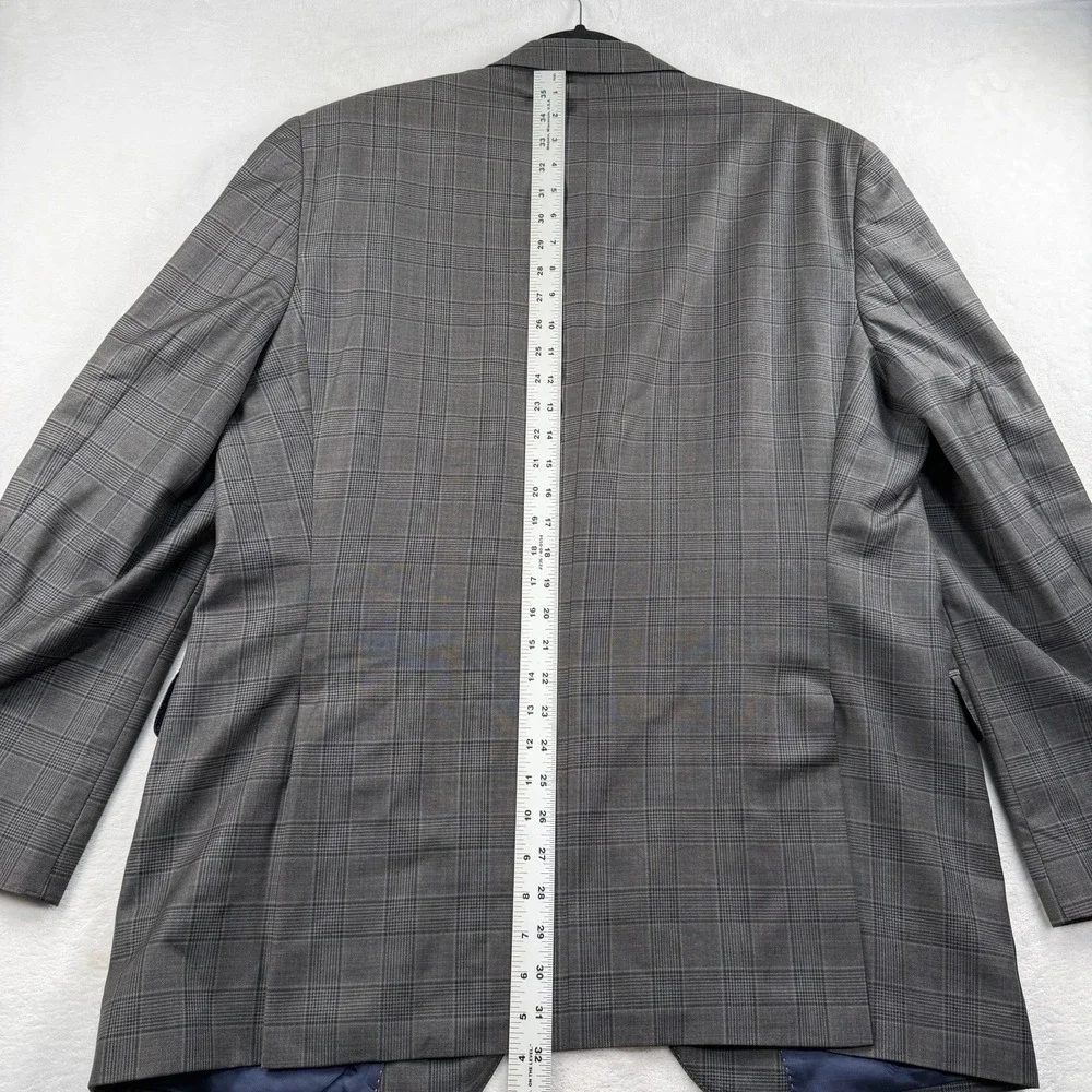 Peter Millar Sport Coat Mens 48L Blazer Glen Plaid Check Gray Black Blue Crown